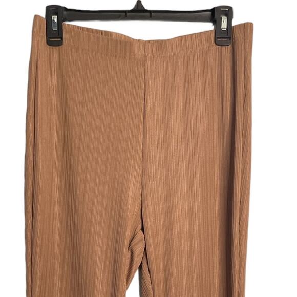Shein tan ribbed high waist flare stretch pants size - Picture 2 of 7